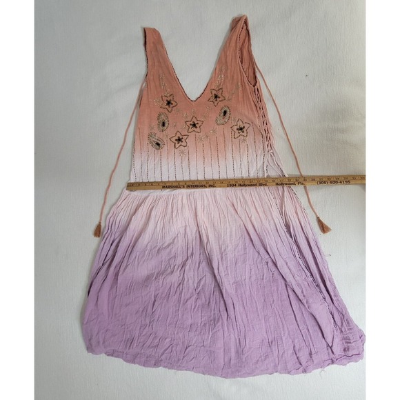 Free People Tunic Top Dress Bali Birdi Embroidered Open Tie Back Cottagecore - Picture 11 of 16